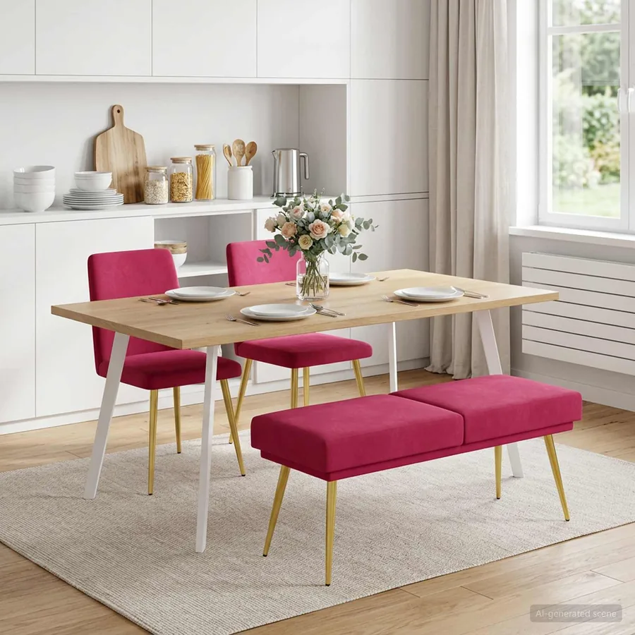 Banc à double couche Bordeaux 120 x 45 x 46 cm Velours