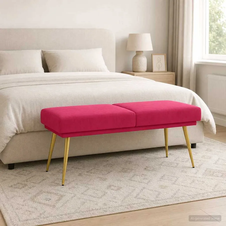 Banc à double couche Bordeaux 120 x 45 x 46 cm Velours - 4