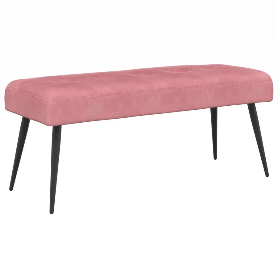 Banc avec capitonnage bouton Rose 110 x 40 x 46 cm Velours - 2