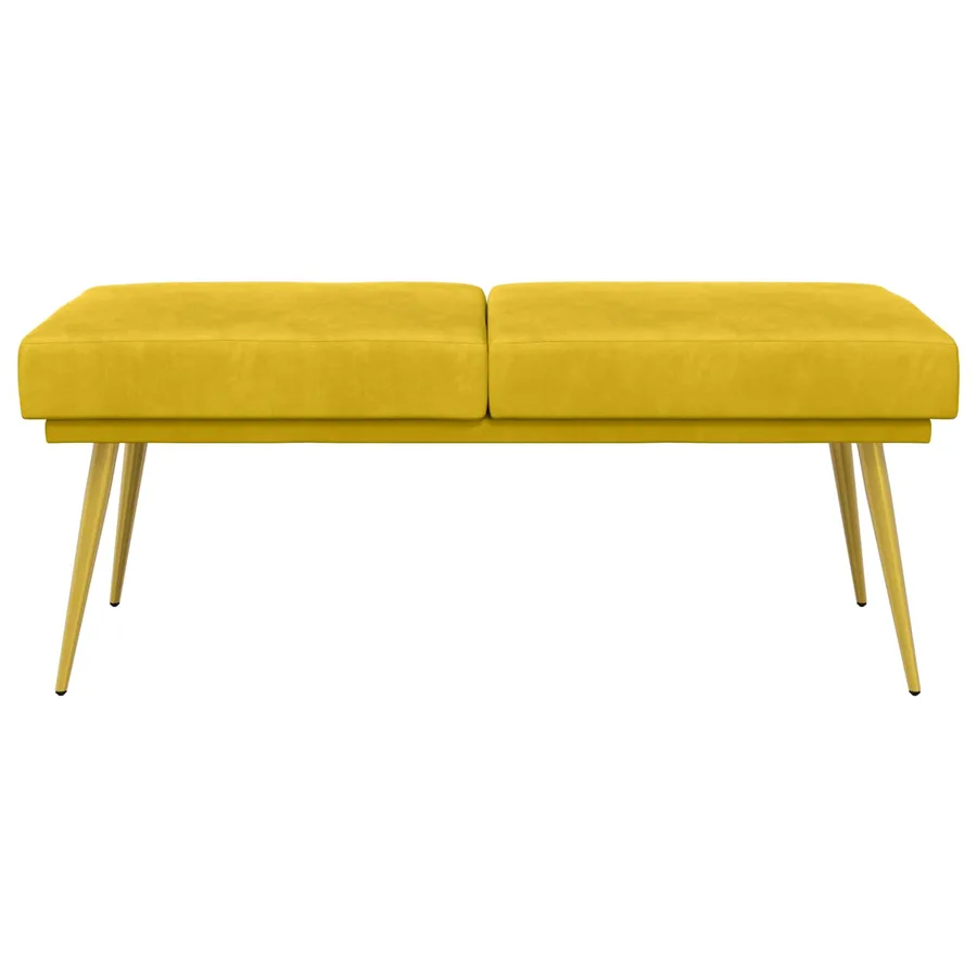 Banc à double couche Jaune 120 x 45 x 46 cm Velours - 5
