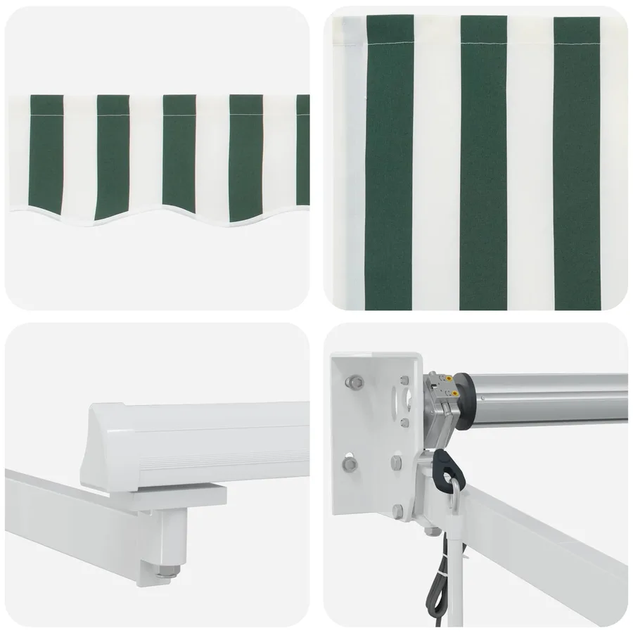 Auvent rétractable électrique Vert et blanc 5 x 3 m - 7