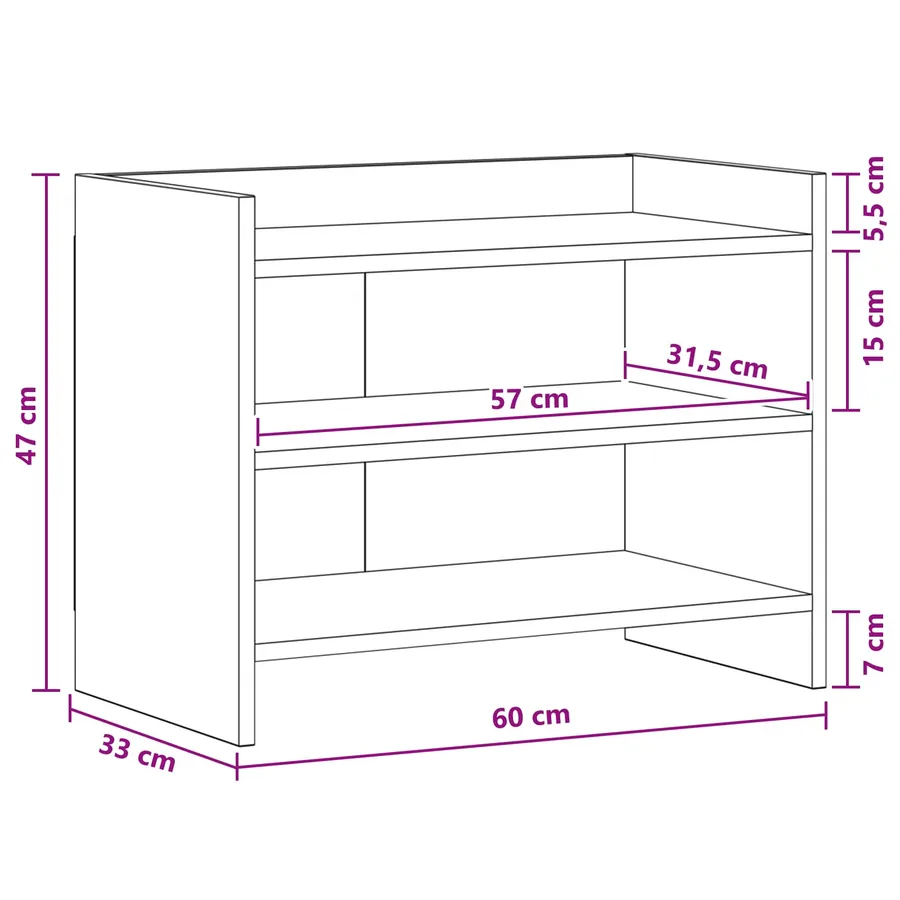 Meuble TV 60 x 33 x 47 cm Sonoma gris Bois d'ingénierie - 8