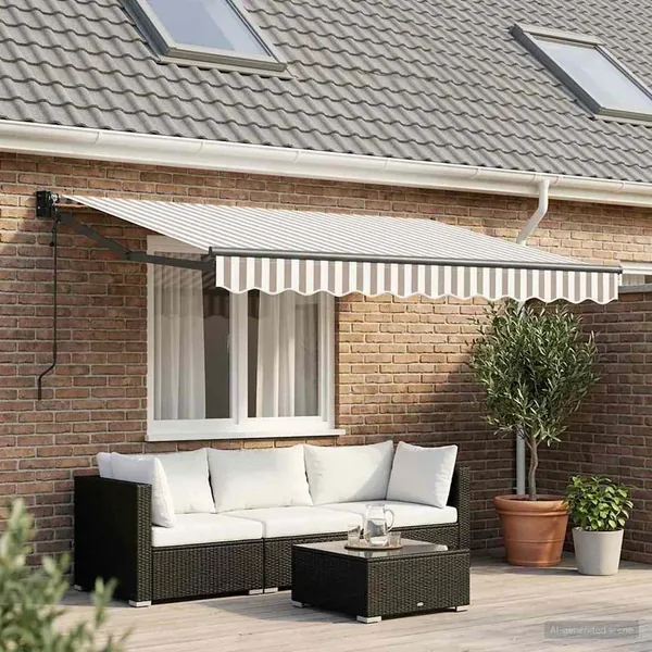 Auvent rétractable Gris clair et blanc 3 x 2,5 m