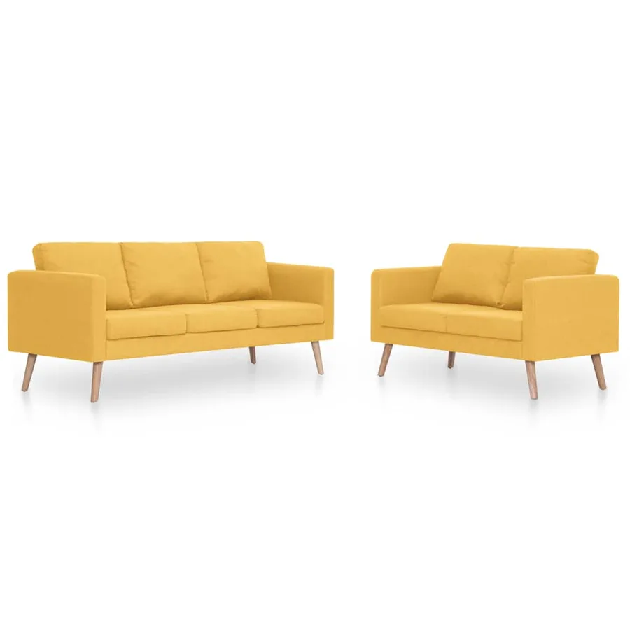 Ensemble de canapé 2 pcs tissu jaune - 2