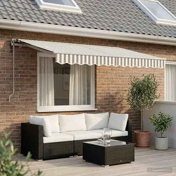 Auvent rétractable Gris clair et blanc 300 x 250 cm