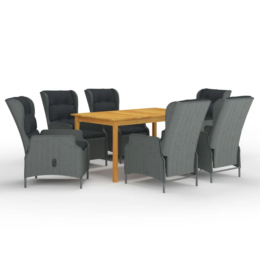Ensemble à manger de jardin 7 pcs Gris clair