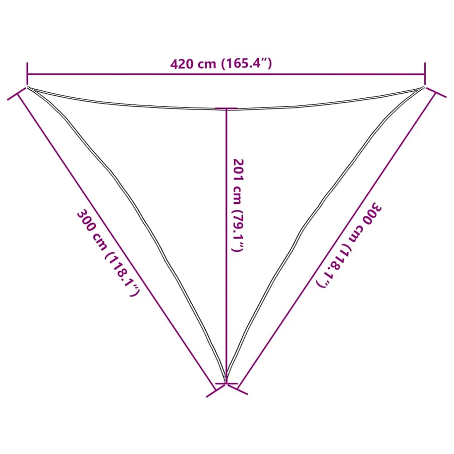 Voile d'ombrage 160 g/m² triangulaire sable 3x3x4,2 m PEHD - 10