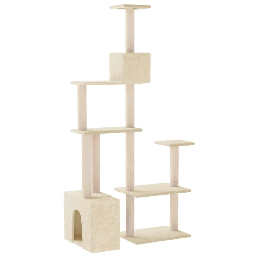 Arbre à chat avec poteaux à griffer en sisal Crème 177,5 cm - 5
