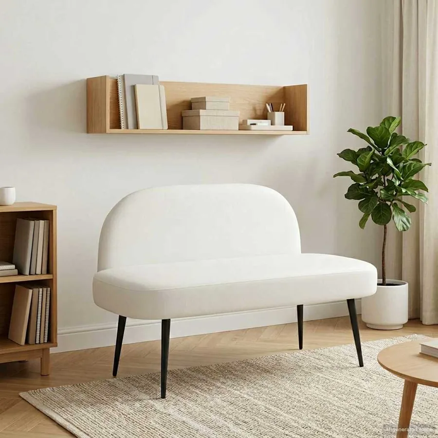 Banc rembourré avec dossier Blanc 110 x 60 x 76 cm Simili cuir