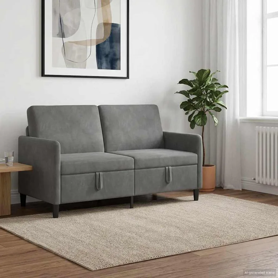 Sofa avec rangement Gris foncé 152 x 78 x 87 cm Polyester