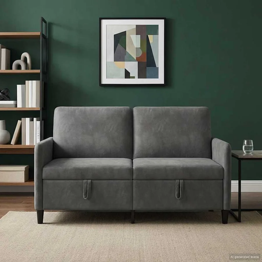 Sofa avec rangement Gris foncé 152 x 78 x 87 cm Polyester - 3