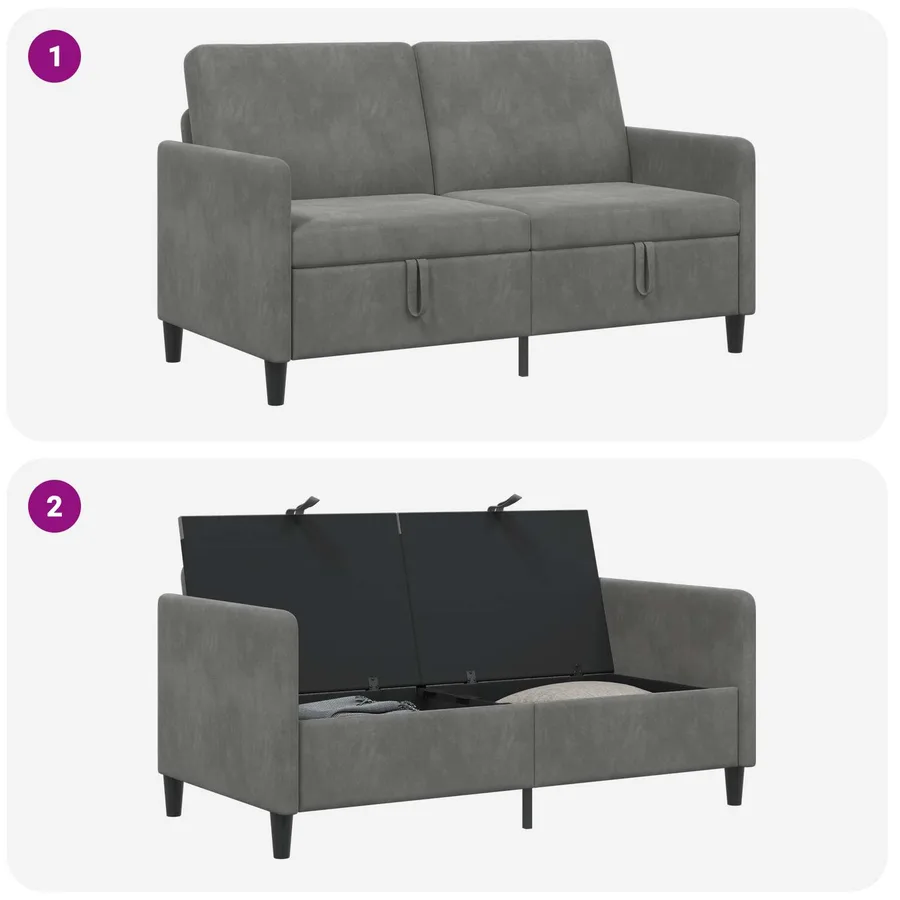 Sofa avec rangement Gris foncé 152 x 78 x 87 cm Polyester - 6