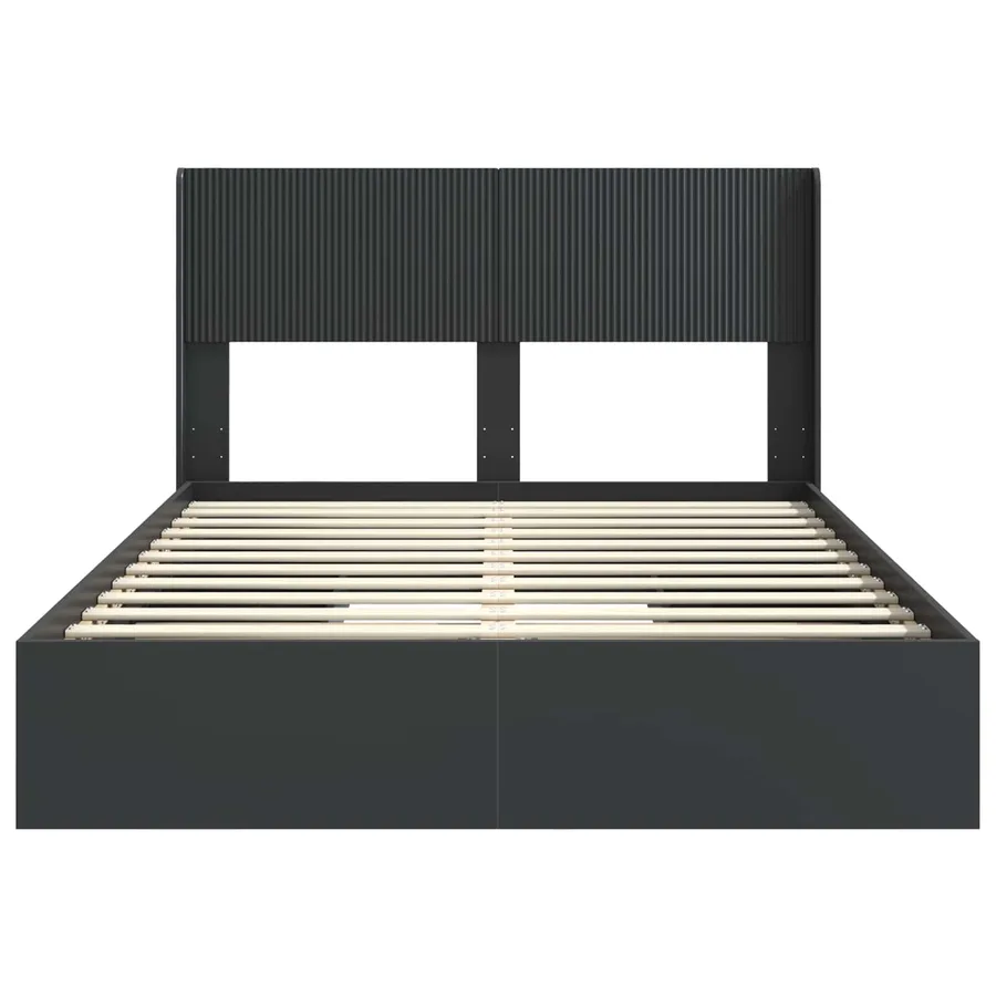 Cadre de lit avec rangement et tête de lit Noir 120 x 190 cm - 6