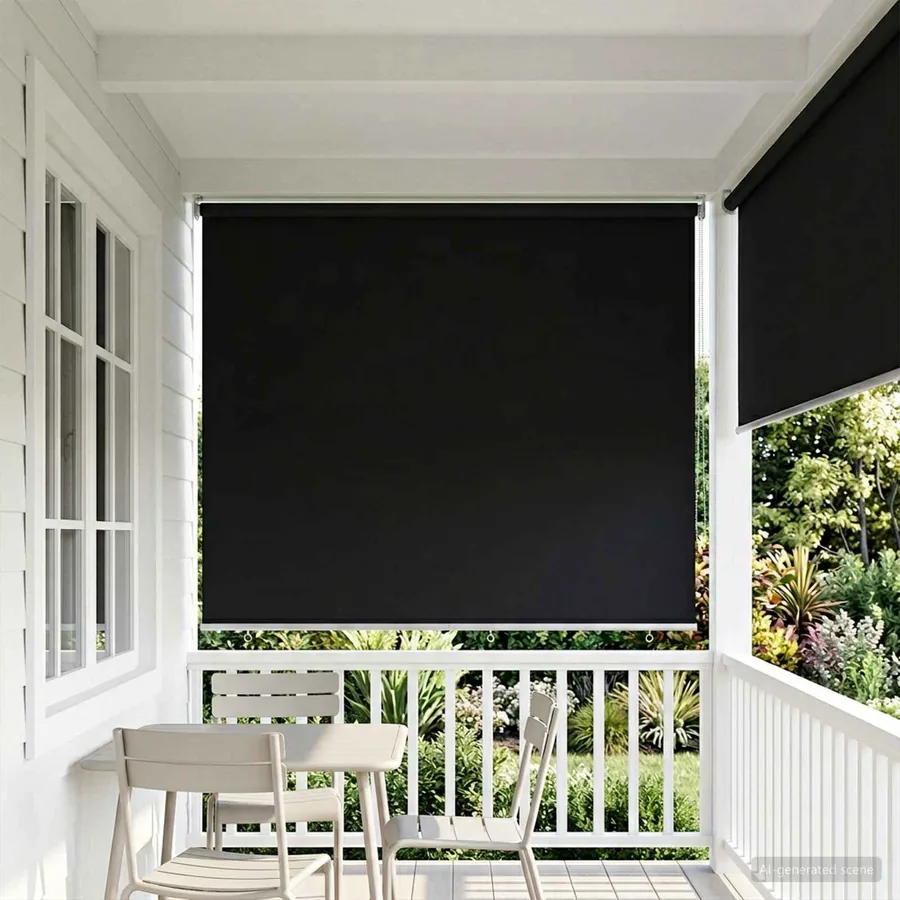 Store roulant extérieur protection UV Noir 205 x 140 cm (L x H)