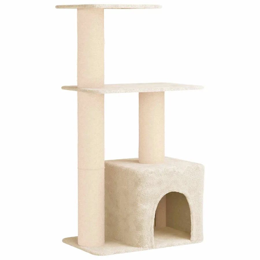 Arbre à chat avec poteaux à griffer en sisal Crème 133 cm - 2