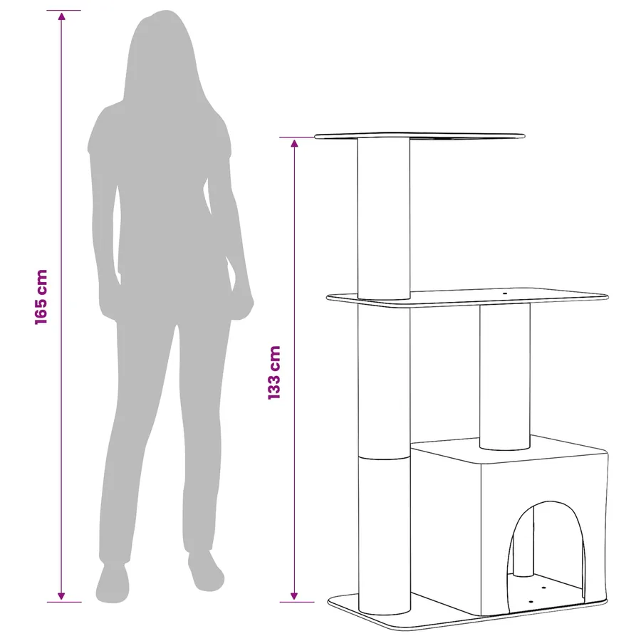 Arbre à chat avec poteaux à griffer en sisal Crème 133 cm - 9