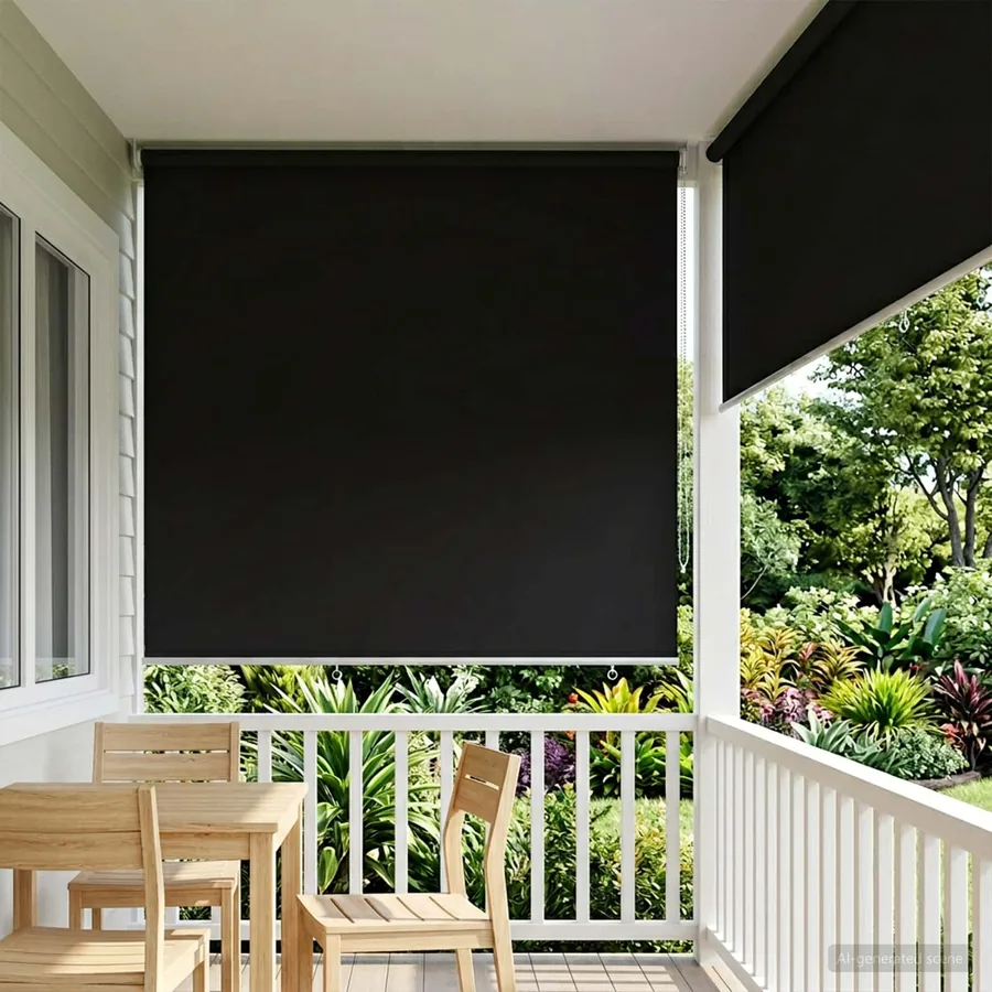 Store roulant extérieur protection UV Noir 185 x 230 cm (L x H)
