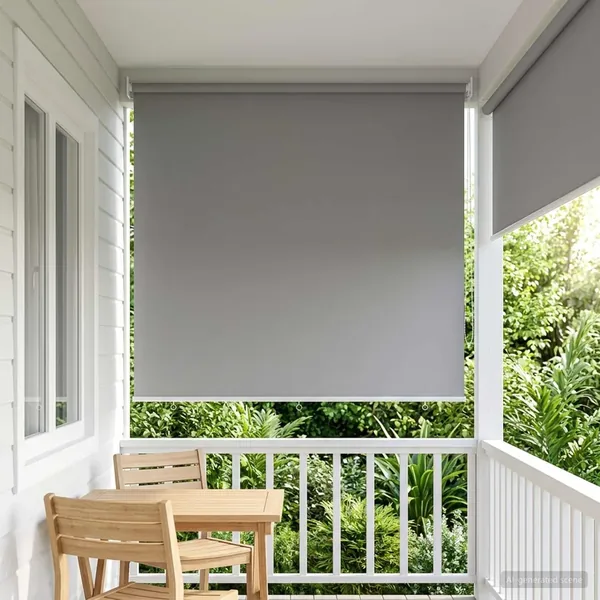 Store roulant extérieur protection UV Gris clair Polyester