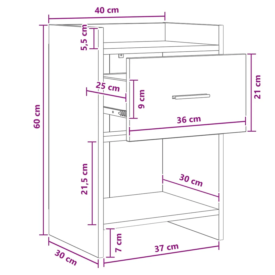 Tables de chevet 2 pcs Chêne noir 40 x 30 x 60 cm - 8