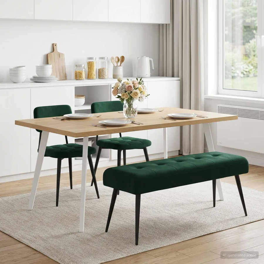 Banc avec capitonnage bouton Vert foncé 110 x 40 x 46 cm - 3