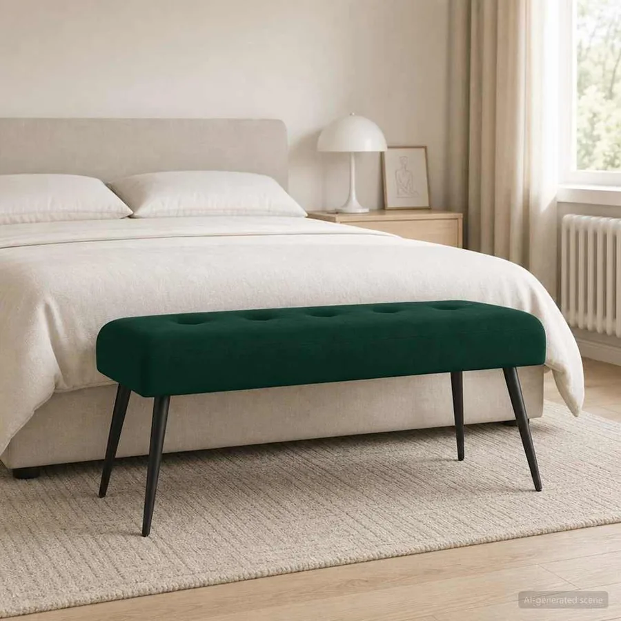 Banc avec capitonnage bouton Vert foncé 110 x 40 x 46 cm - 4