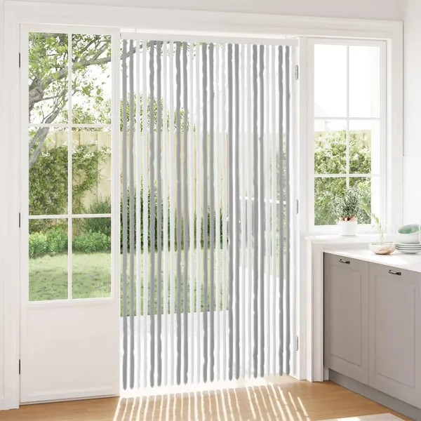 Rideau anti-insectes en chenille Gris et blanc 118 x 220 cm