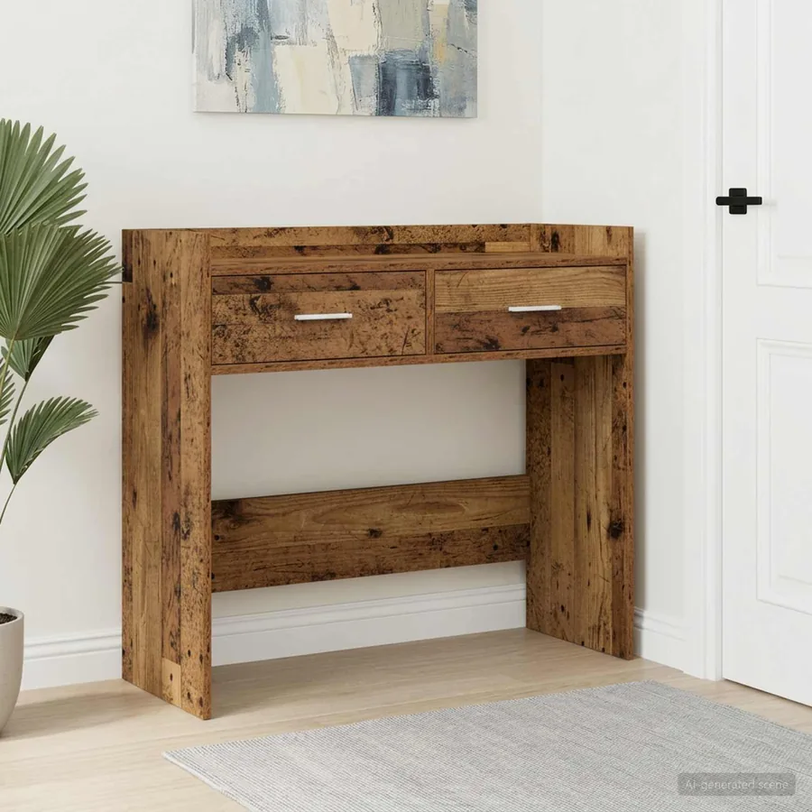 Table console Bois ancien 90 x 35 x 80 cm Bois d'ingénierie