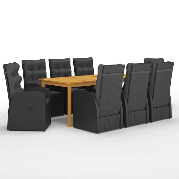 Ensemble à manger de jardin 9 pcs Noir