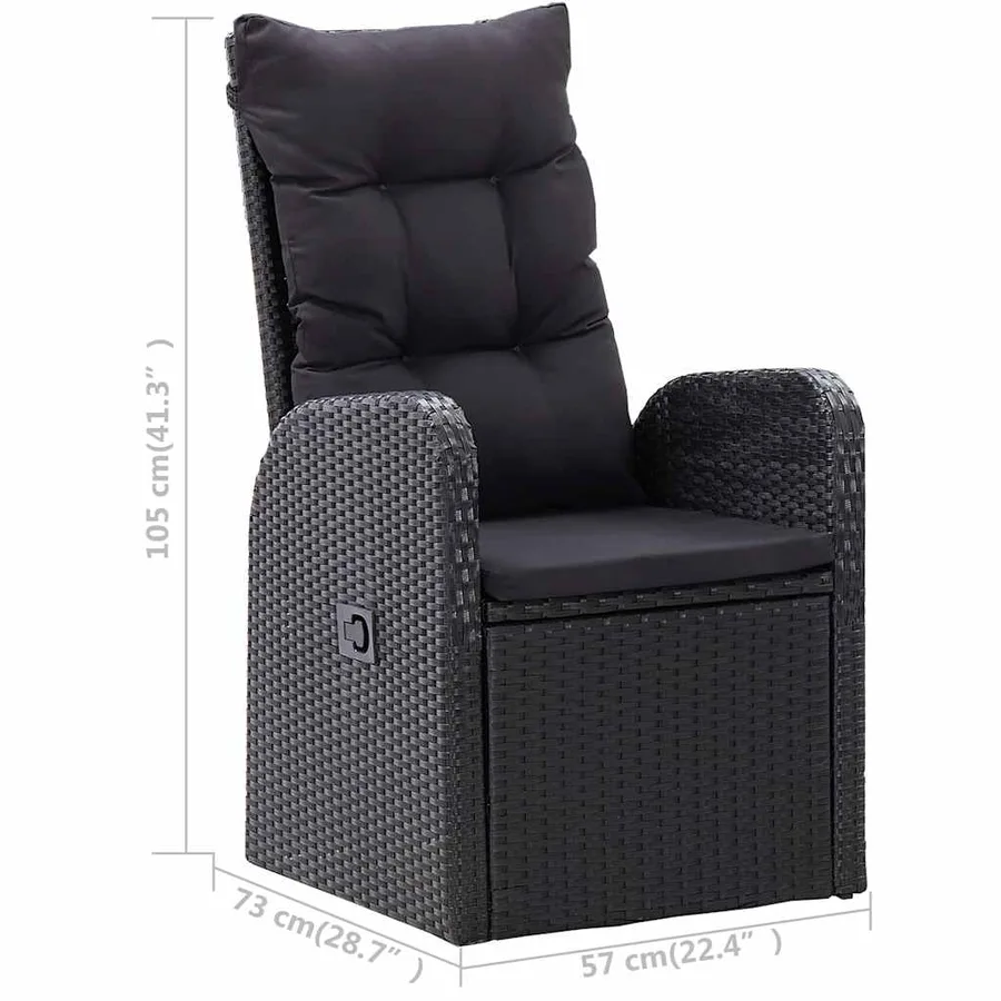 Ensemble à manger de jardin 9 pcs Noir - 10