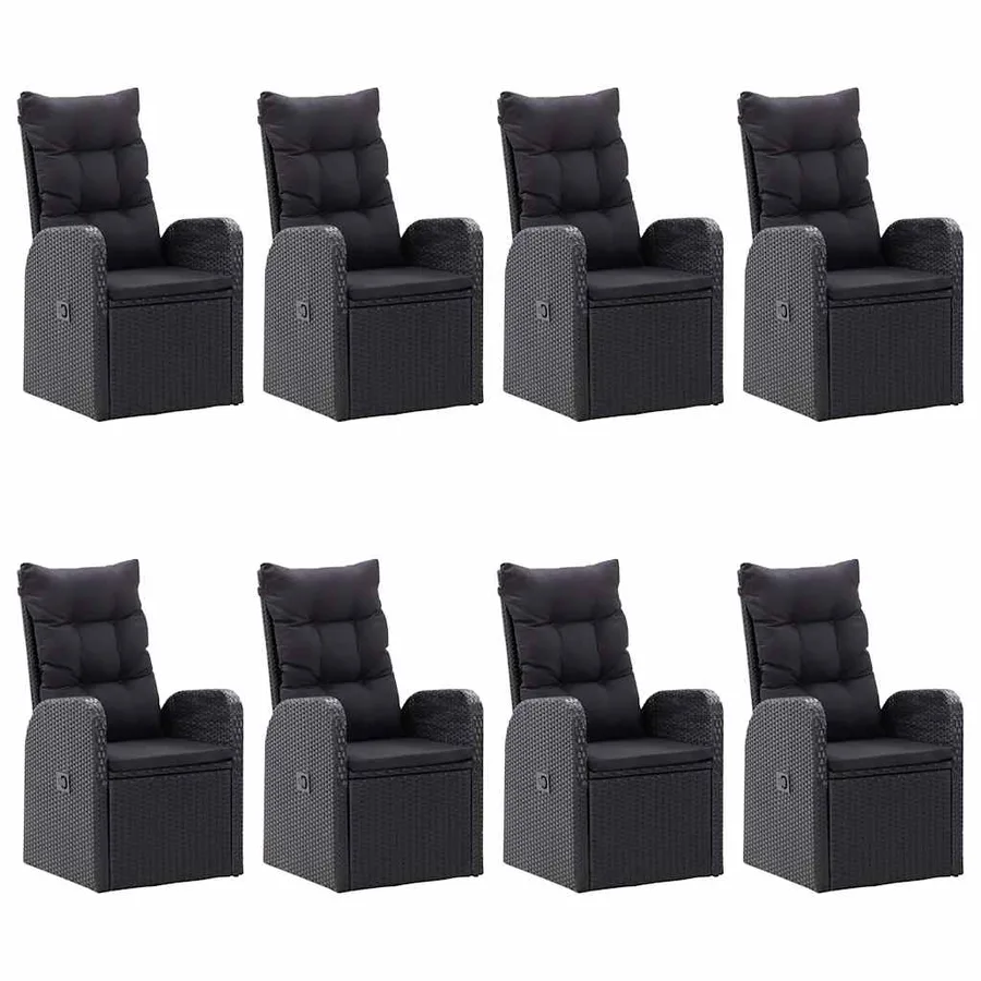 Ensemble à manger de jardin 9 pcs Noir - 4
