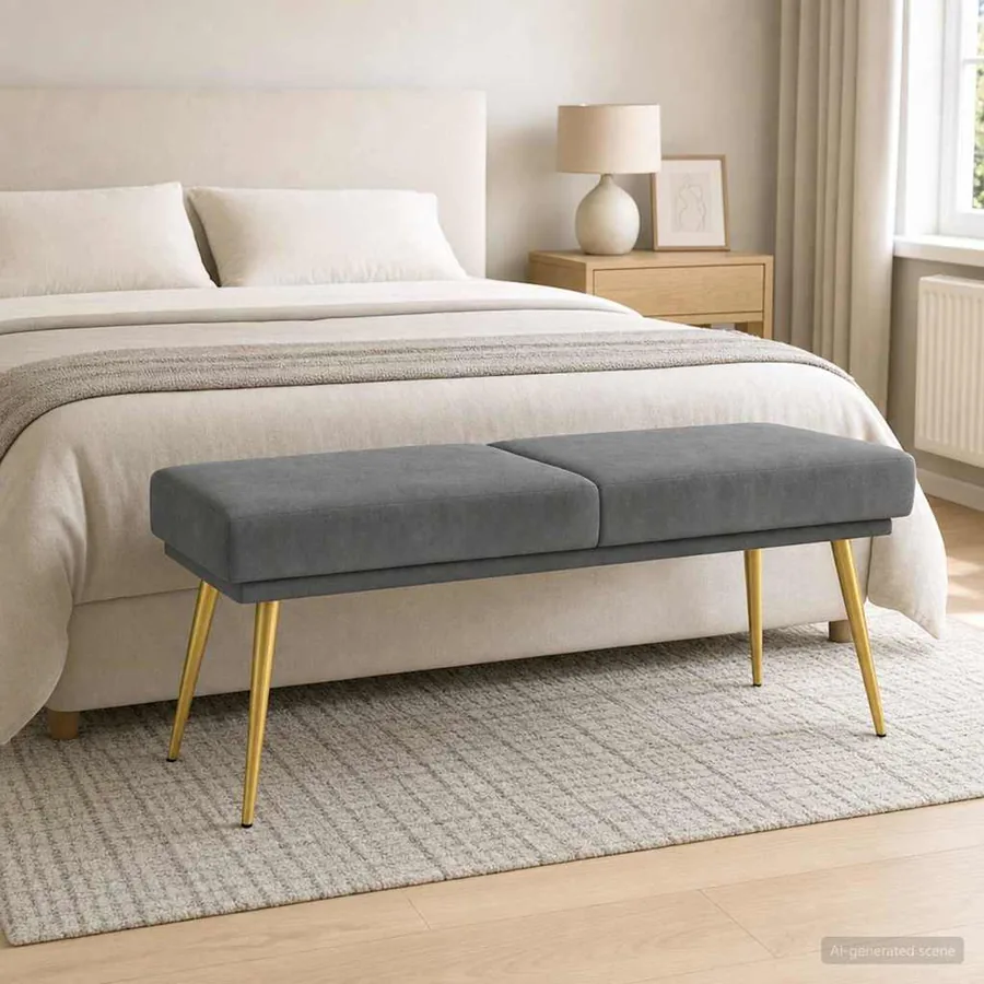 Banc à double couche Gris foncé 120 x 45 x 46 cm Velours