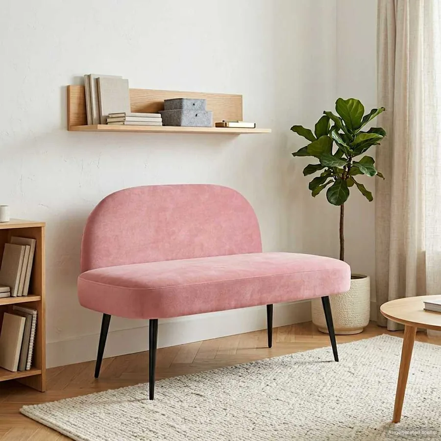 Banc rembourré avec dossier Rose 110 x 60 x 76 cm Velours