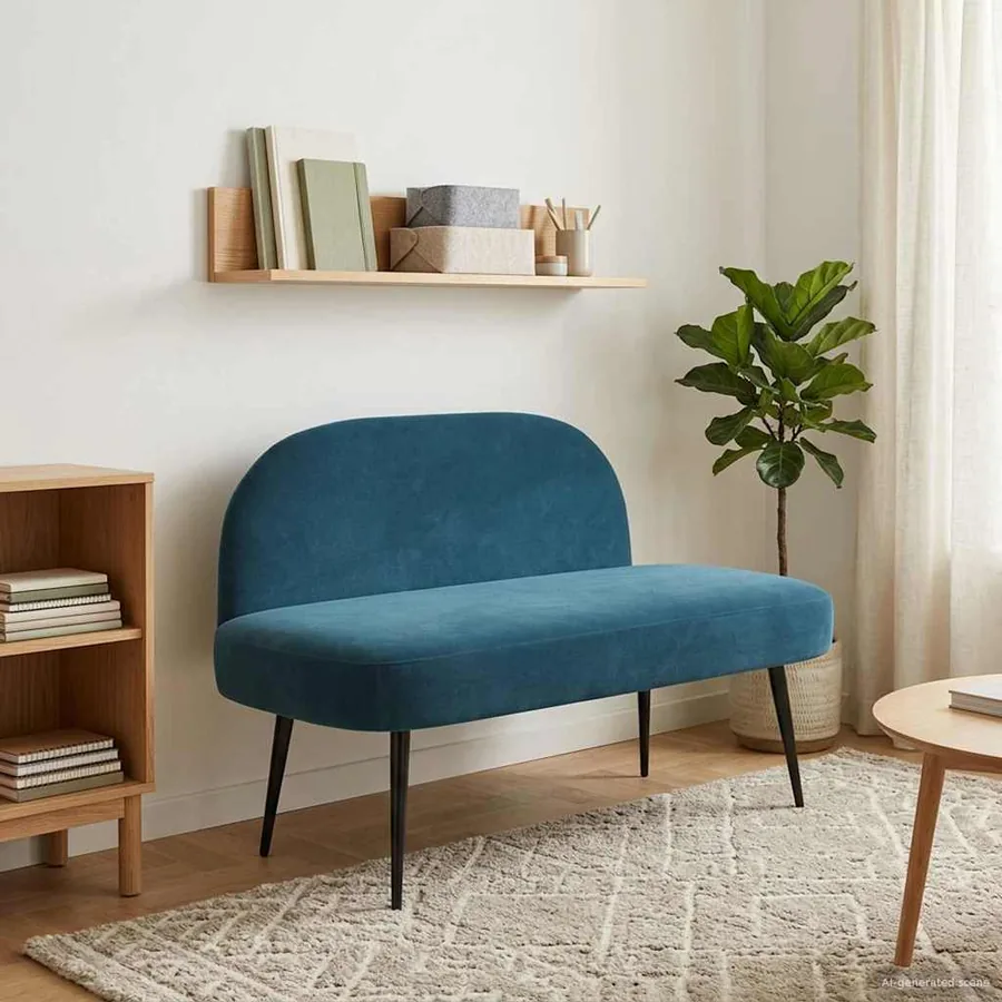 Banc rembourré avec dossier Bleu 110 x 60 x 76 cm Velours
