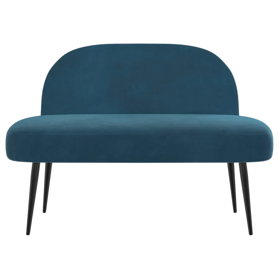 Banc rembourré avec dossier Bleu 110 x 60 x 76 cm Velours - 3
