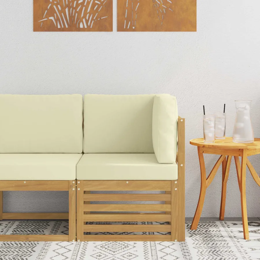 Canapé d'angle extérieur Bois d'Acacia Massif Blanc