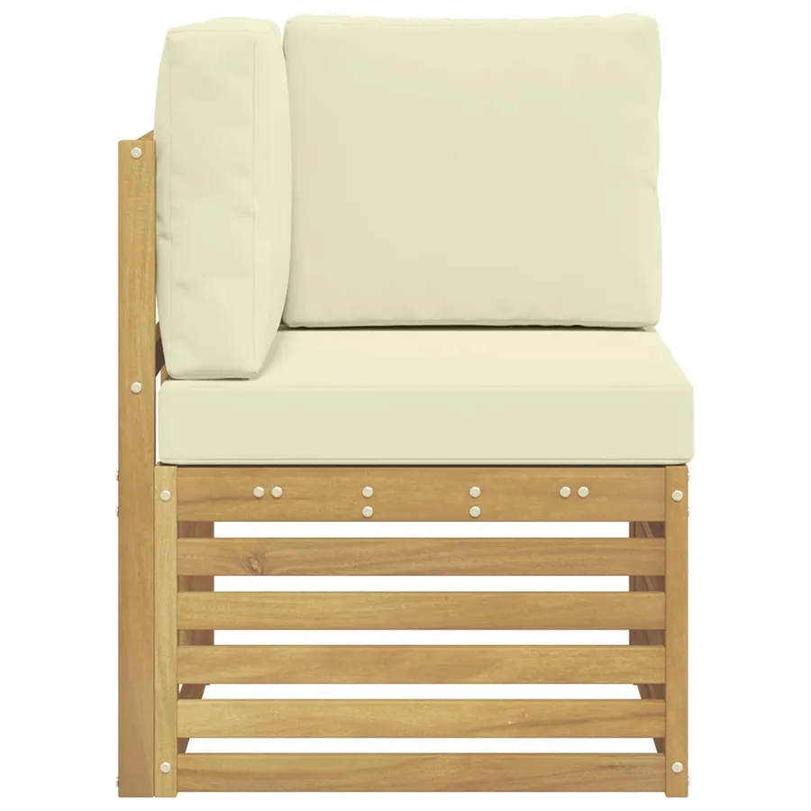 Canapé d'angle extérieur Bois d'Acacia Massif Blanc - 4