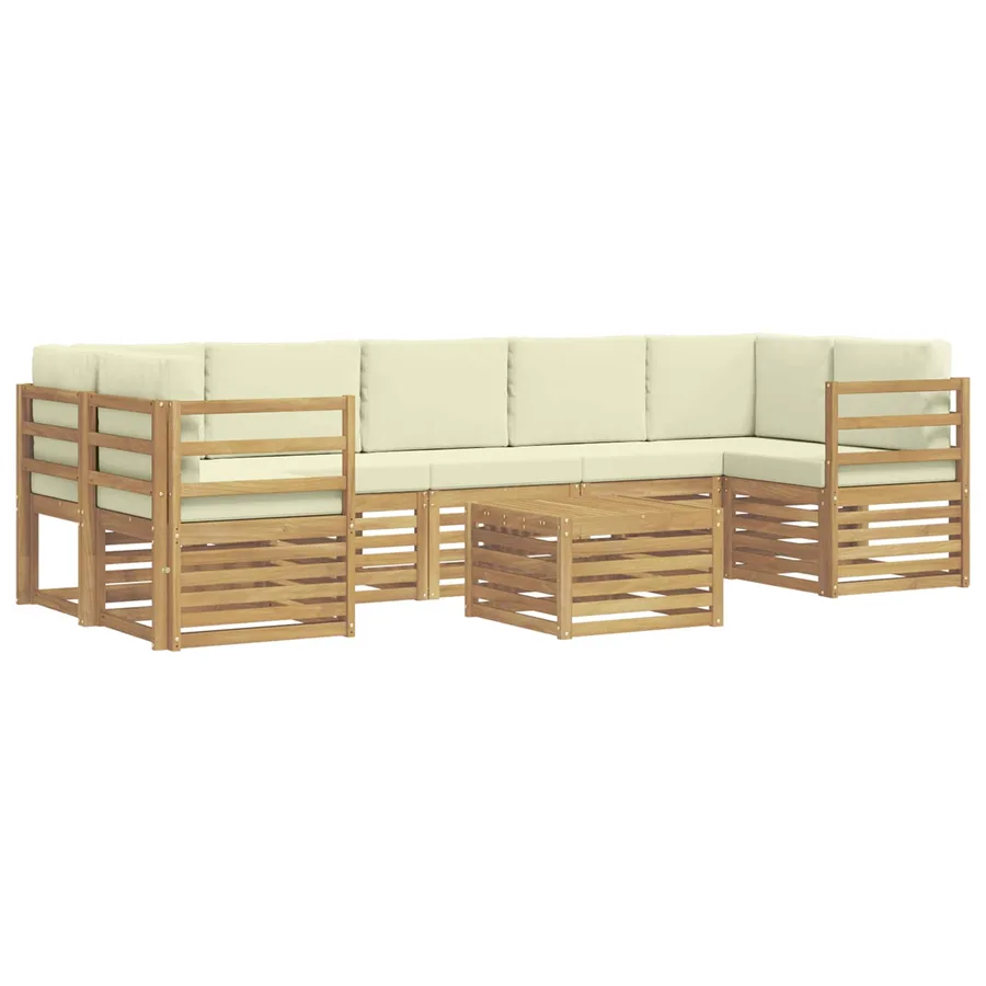 Ensemble de canapés d'extérieur 8 pcs Blanc et crème Polyester - 2