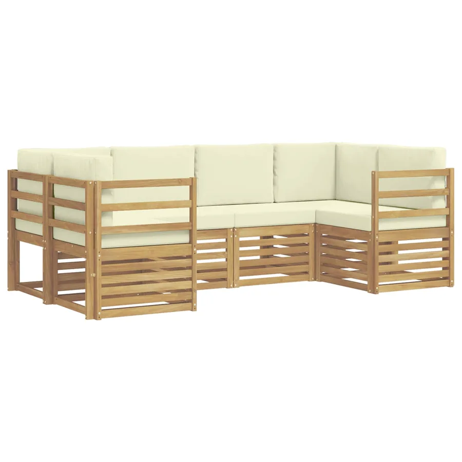 Ensemble de canapé d'angle 6 pcs Blanc et crème Polyester - 2