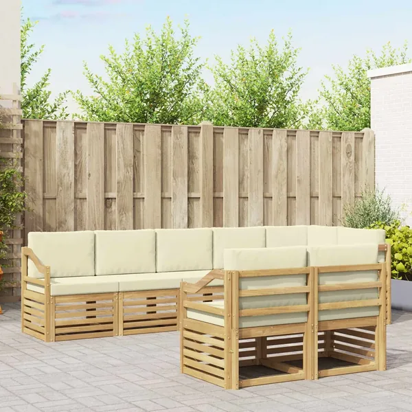 Ensembles de canapés 8 pcs Blanc et crème Bois d'Acacia Massif