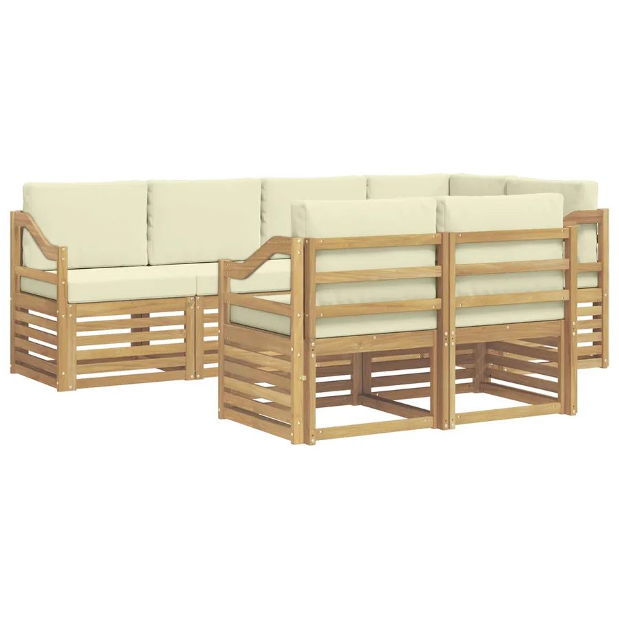 Ensemble de canapé d'angle avec coussin 7 pcs Blanc et crème - 2
