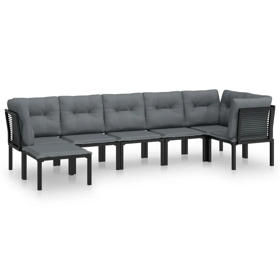 Salon de jardin 7 pcs noir et gris résine tressée - 2