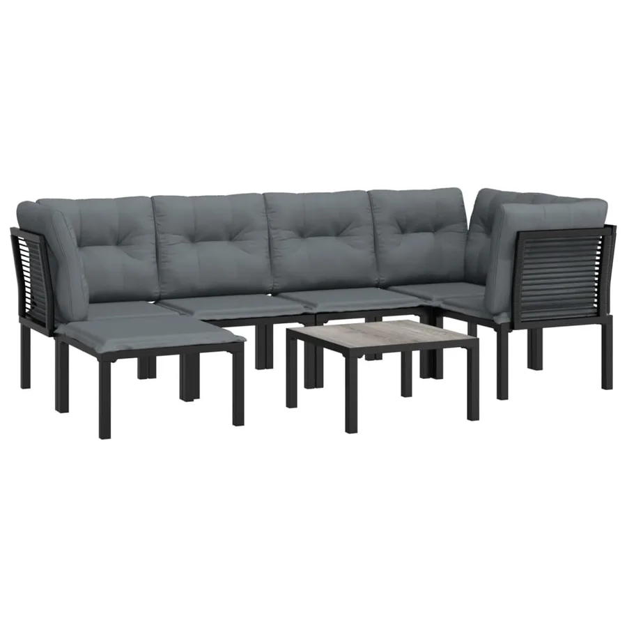 Salon de jardin 7 pcs noir et gris résine tressée - 3
