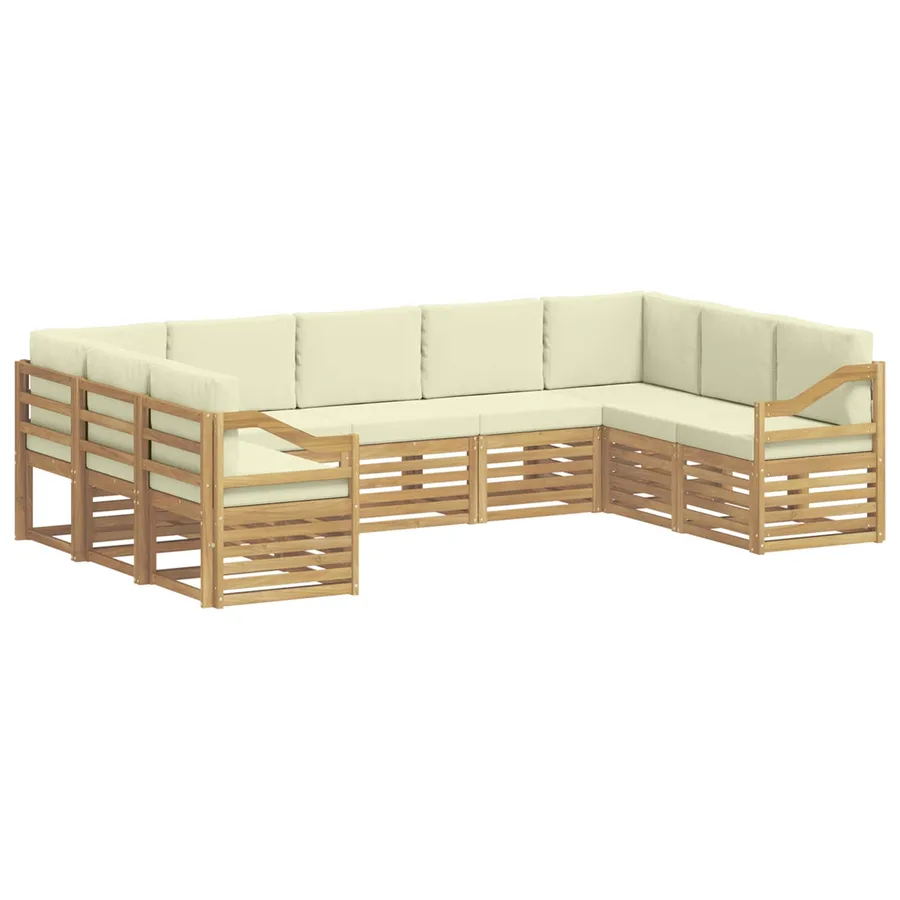 Ensemble de canapé d'angle 9 pcs Blanc et crème Polyester - 2