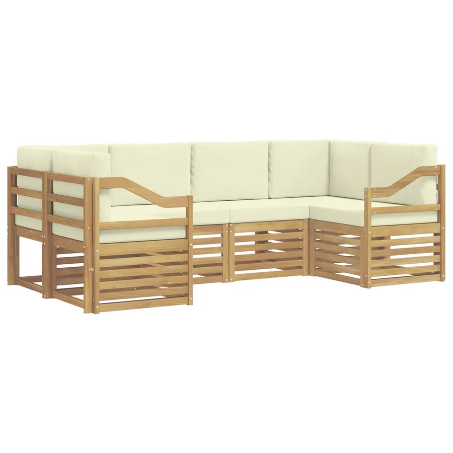 Ensemble de canapé d'angle 6 pcs Blanc et crème Polyester - 2