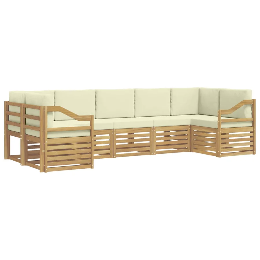 Ensemble de canapé d'angle 7 pcs Blanc et crème Polyester - 2