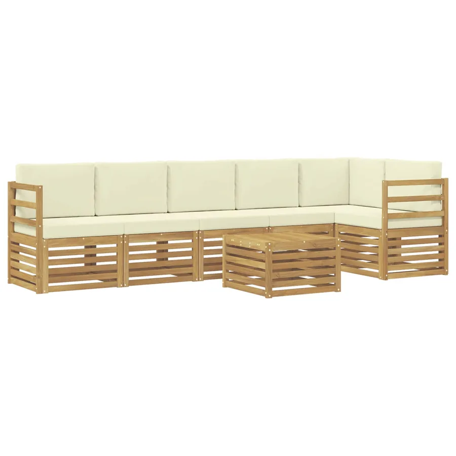 Ensemble de canapés d'extérieur 7 pcs Blanc et crème Polyester - 2