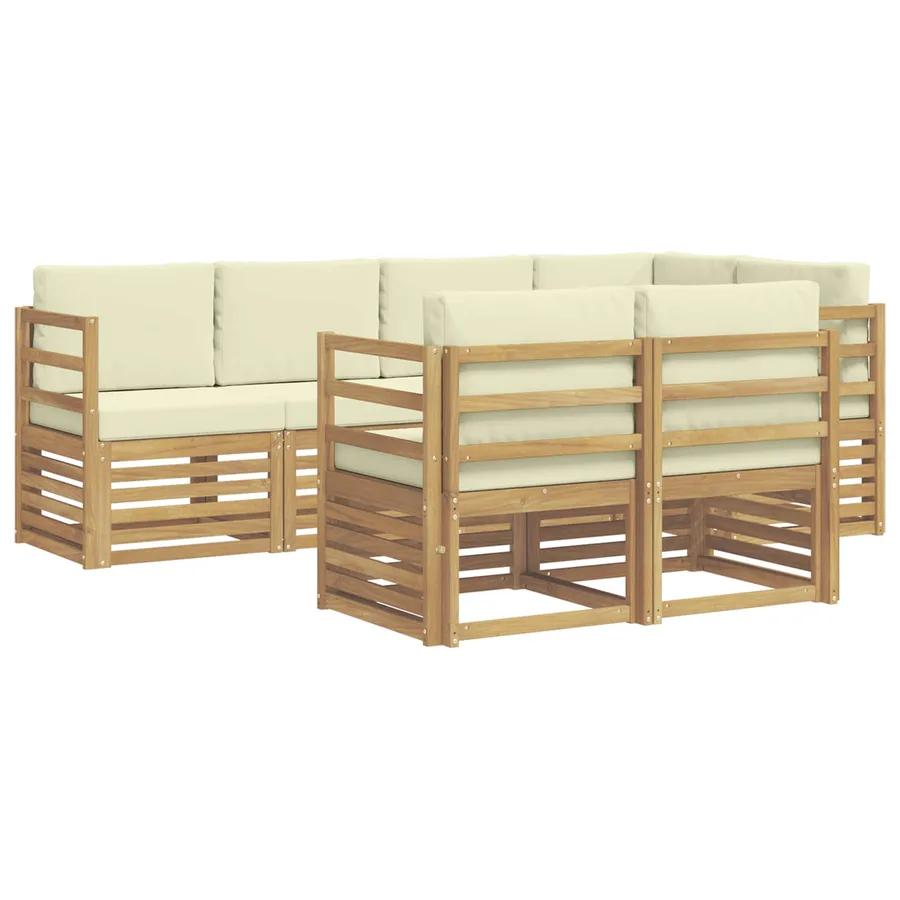 Ensemble de canapé d'angle avec coussin 7 pcs Blanc et crème - 2