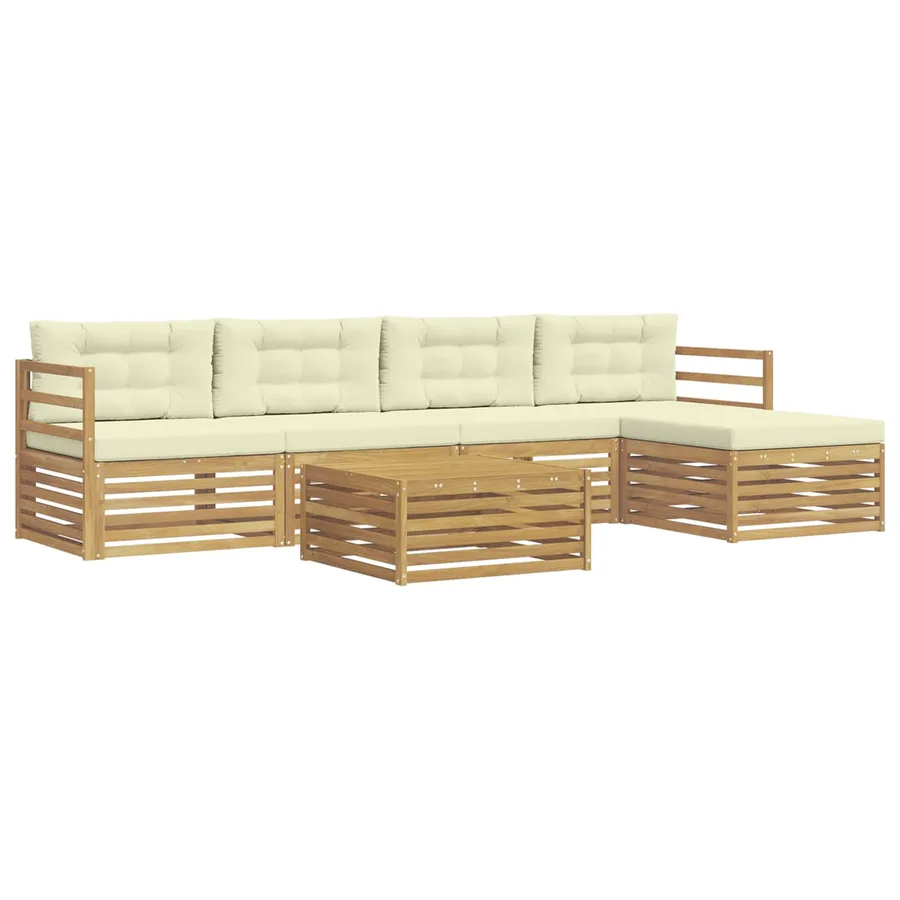 Ensemble de canapés d'extérieur 6 pc Blanc et crème Polyester - 2