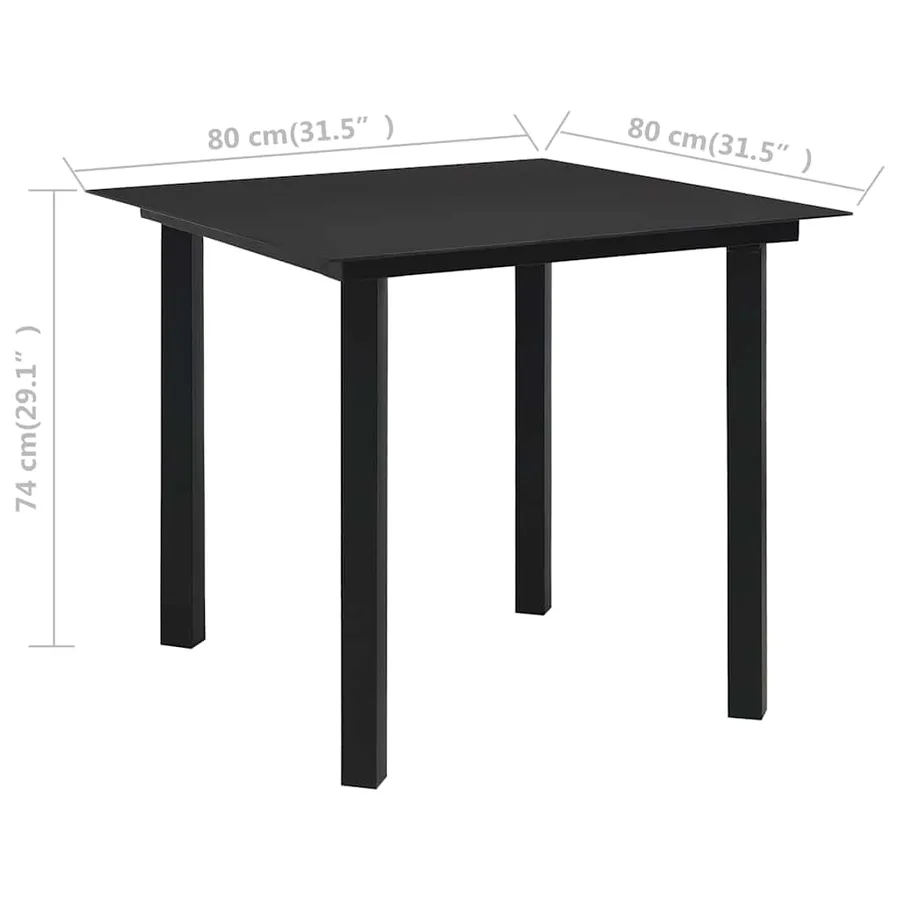 Ensemble à manger de jardin 3 pcs noir verre et acier - 12