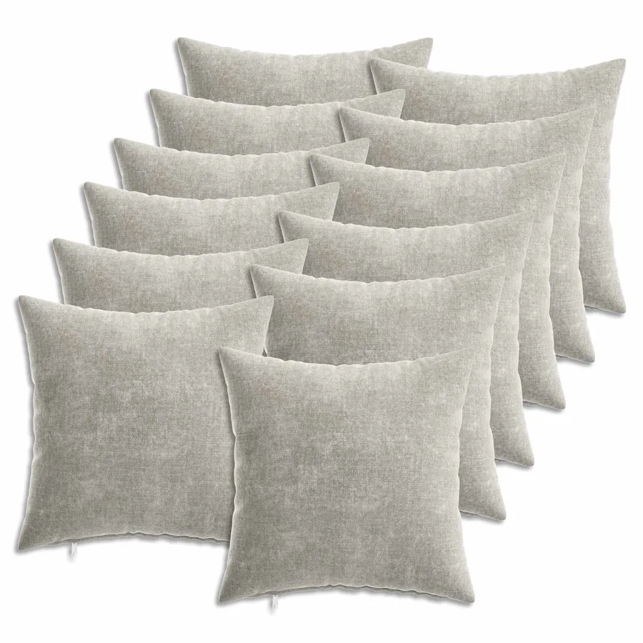 Housse de coussin 12 pcs HEERLEN Gris clair 40 x 40 cm